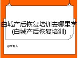 白城产后恢复培训去哪里学(白城产后恢复培训)