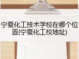 宁夏化工技术学校在哪个位置(宁夏化工校地址)