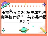 玉树杂多县2026年单招培训学校有哪些("杂多县单招培训")