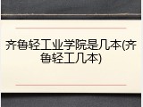 齐鲁轻工业学院是几本(齐鲁轻工几本)
