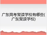 广东高考复读学校有哪些(广东复读学校)