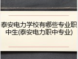 泰安电力学校有哪些专业职中生(泰安电力职中专业)