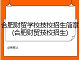 合肥财贸学校技校招生简章(合肥财贸技校招生)