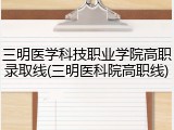 三明医学科技职业学院高职录取线(三明医科院高职线)
