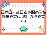石嘴山大武口农业职高学校哪年成立(大武口农校成立年)