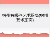 宿州有哪些艺术职高(宿州艺术职高)