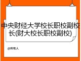 中央财经大学校长职校副校长(财大校长职校副校)