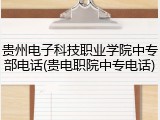 贵州电子科技职业学院中专部电话(贵电职院中专电话)