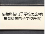 东莞科技电子学校怎么样(东莞科技电子学校评价)