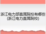浙江电力部直属院校有哪些(浙江电力直属院校)