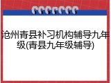 沧州青县补习机构辅导九年级(青县九年级辅导)