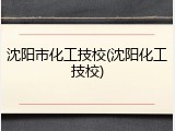 沈阳市化工技校(沈阳化工技校)