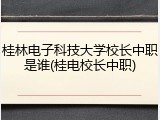 桂林电子科技大学校长中职是谁(桂电校长中职)