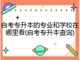 自考专升本的专业和学校在哪里看(自考专升本查询)