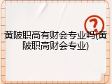 黄陂职高有财会专业吗(黄陂职高财会专业)