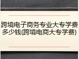 跨境电子商务专业大专学费多少钱(跨境电商大专学费)