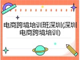 电商跨境培训班深圳(深圳电商跨境培训)