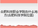 合肥科技职业学院在什么地方(合肥科技学院位置)