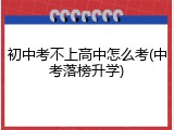 初中考不上高中怎么考(中考落榜升学)