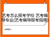 艺考怎么报考学校 艺考编导专业(艺考编导报考指南)
