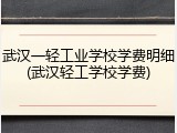 武汉一轻工业学校学费明细(武汉轻工学校学费)