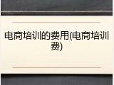 电商培训的费用(电商培训费)