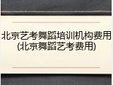 北京艺考舞蹈培训机构费用(北京舞蹈艺考费用)