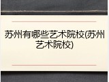 苏州有哪些艺术院校(苏州艺术院校)