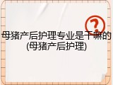 母猪产后护理专业是干嘛的(母猪产后护理)