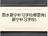 丽水景宁补习学校哪里有(景宁补习学校)