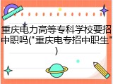 重庆电力高等专科学校要招中职吗("重庆电专招中职生")