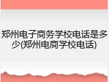 郑州电子商务学校电话是多少(郑州电商学校电话)