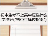 初中生考不上高中应选什么学校好("初中生择校指南")