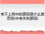 考不上高中的原因是什么意思呀(中考失利原因)