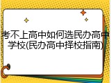 考不上高中如何选民办高中学校(民办高中择校指南)