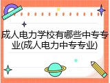 成人电力学校有哪些中专专业(成人电力中专专业)