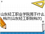 山东轻工职业学院属于什么档次(山东轻工职院档次)