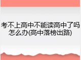 考不上高中不能读高中了吗怎么办(高中落榜出路)
