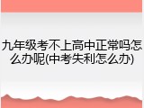 九年级考不上高中正常吗怎么办呢(中考失利怎么办)