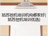 姑苏挖机培训机构哪家好(姑苏挖机培训优选)