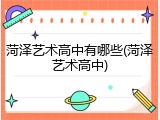 菏泽艺术高中有哪些(菏泽艺术高中)