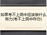 如果考不上高中应该做什么努力(考不上高中咋办)