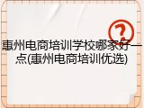 惠州电商培训学校哪家好一点(惠州电商培训优选)
