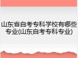 山东省自考专科学校有哪些专业(山东自考专科专业)