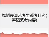 舞蹈表演艺考生都考什么(舞蹈艺考内容)
