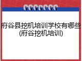 府谷县挖机培训学校有哪些(府谷挖机培训)