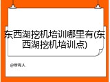 东西湖挖机培训哪里有(东西湖挖机培训点)