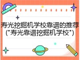 寿光挖掘机学校靠谱的推荐("寿光靠谱挖掘机学校")