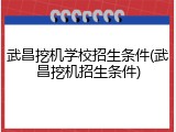 武昌挖机学校招生条件(武昌挖机招生条件)
