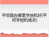 平坝县在哪里学挖机好(平坝学挖机地点)